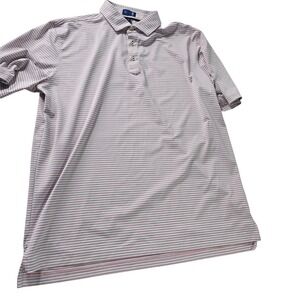 Stitch Golf Mens XL Polo‎ Shirt Pink White Grey Striped Performance Short Sleeve
